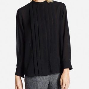 Uniqlo Georgette Sheer Black Button Down Blouse